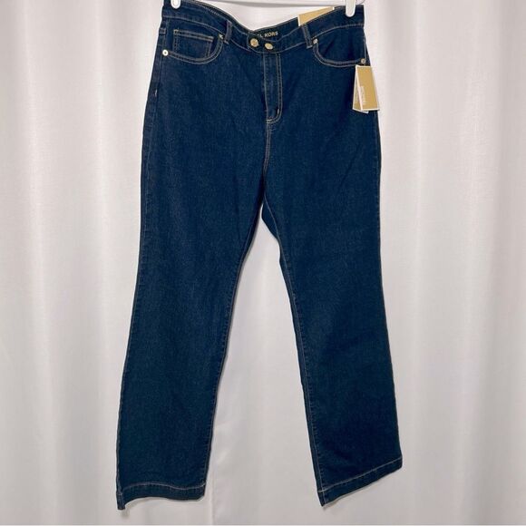 NWT Michael Kors Jeans Women’s Size 14 Selma Bootcut High Rise Gold Buttons - Picture 1 of 12